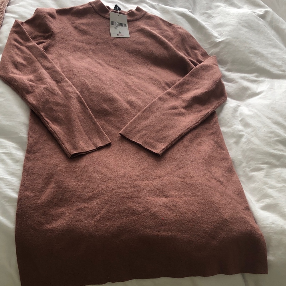 Forever 21 Rose Taupe Long-Sleeve Turtleneck Sweater Dress S NWT